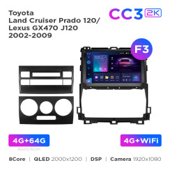 Radio samochodowe Teyes CC3 2k 4+64 Gb Toyota Land Cruiser Prado 120 / Lexus GX470 J120 2002-2009 (F3) 9"
