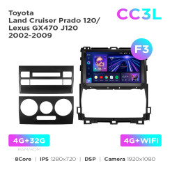 Radio samochodowe do Toyota Land Cruiser Prado 120 / Lexus GX470 J120 2002-2009 (F3) Teyes CC3L 4+32 Gb 9"