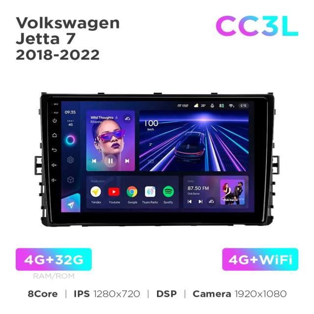 Radio samochodowe do Volkswagen Jetta 7 2018-2022 Teyes CC3L 4+32 Gb 9"