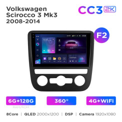 Radio samochodowe Teyes CC3 2k 6+128 Gb 360° Volkswagen Scirocco 3 Mk3 2008-2014 (F2) 9"
