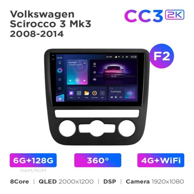 Radio samochodowe Teyes CC3 2k 6+128 Gb 360° Volkswagen Scirocco 3 Mk3 2008-2014 (F2) 9"