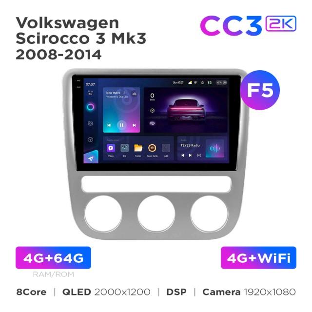 Radio samochodowe Teyes CC3 2k 4+64 Gb Volkswagen Scirocco 3 Mk3 2008-2014 (F5) 9"