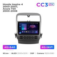 Radio samochodowe Teyes CC3 2k 4+64 Gb Honda Inspire 4 2003-2007 / Acura TSX 2003-2008 9"