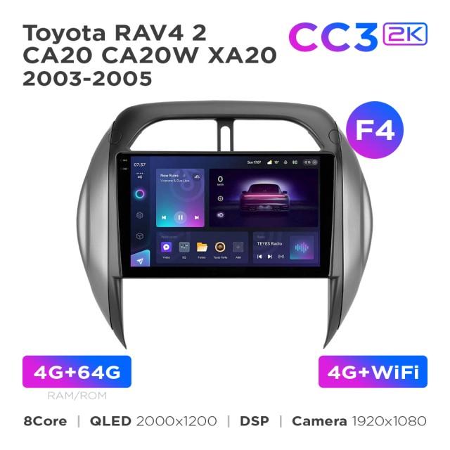 Radio samochodowe Teyes CC3 2k 4+64 Gb Toyota RAV4 2 CA20 CA20W XA20 2003-2005 (F4) 9"