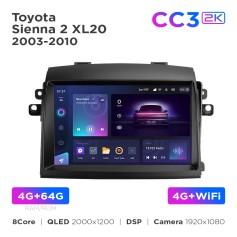 Radio samochodowe Teyes CC3 2k 4+64 Gb Toyota Sienna 2 XL20 2003-2010 9"
