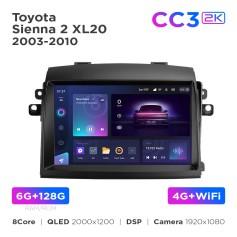 Radio samochodowe Teyes CC3 2k 6+128 Gb Toyota Sienna 2 XL20 2003-2010 9"
