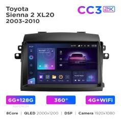 Radio samochodowe Teyes CC3 2k 6+128 Gb 360° Toyota Sienna 2 XL20 2003-2010 9"