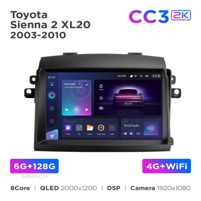 Radio samochodowe Teyes CC3 2k 6+128 Gb Toyota Sienna 2 XL20 2003-2010 9"