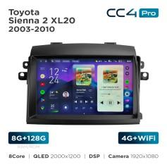Radio samochodowe Teyes CC4 Pro 2k 8+128 Gb Toyota Sienna 2 XL20 2003-2010 9"
