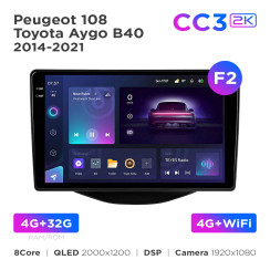 Radio samochodowe Teyes CC3 2k 4+32 Gb Peugeot 108 / Toyota Aygo B40 2014-2021 (F2) 9"