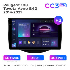 Radio samochodowe Teyes CC3 2k 6+128 Gb 360° Peugeot 108 / Toyota Aygo B40 2014-2021 (F2) 9