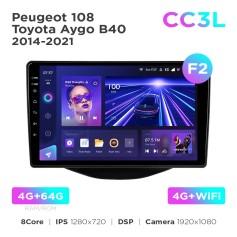 Radio samochodowe Teyes CC3L 4+64 Gb Peugeot 108 / Toyota Aygo B40 2014-2021 (F2) 9"