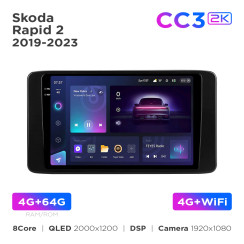 Radio samochodowe Teyes CC3 2k 4+64 Gb Skoda Rapid 2 (1 Din) 2019-2023 10"