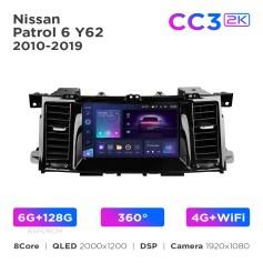 Radio samochodowe Teyes CC3 2k 6+128 Gb 360° Nissan Patrol 6 Y62 2010-2019 9"