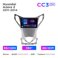 Radio samochodowe Teyes CC3 2k 6+128 Gb 360° Hyundai Azera 2 2011-2014 9"