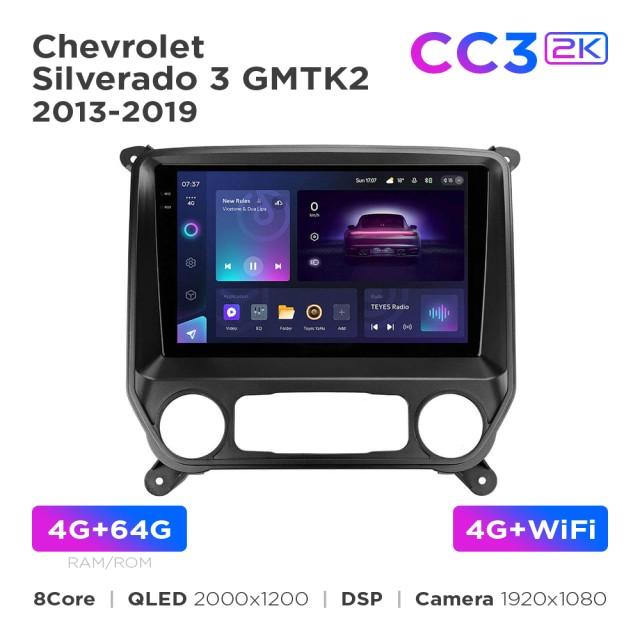 Radio samochodowe Teyes CC3 2k 4+64 Gb Chevrolet Silverado 3 GMTK2 2013-2019 10"