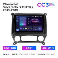 Radio samochodowe Teyes CC3 2k 6+128 Gb 360° Chevrolet Silverado 3 GMTK2 2013-2019 10"