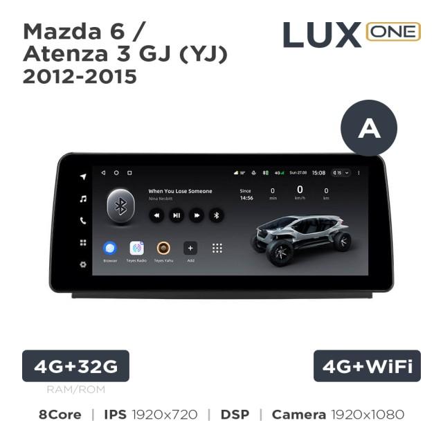 Radio samochodowe Teyes LUX ONE 4+32 Gb Mazda 6 / Atenza 3 GJ (YJ) 2012-2015 (A) 12.3"