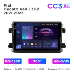 Radio samochodowe Teyes CC3 2k 6+128 Gb 360° Fiat Ducato Van L3H2 2021-2023 9"