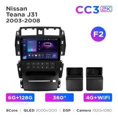 Radio samochodowe Teyes CC3 2k 6+128 Gb 360° Nissan Teana J31 2003-2008 (F2) 9