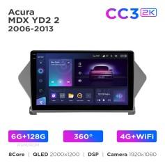 Radio samochodowe Teyes CC3 2k 6+128 Gb 360° Acura MDX YD2 2 2006-2013 9"