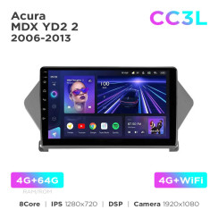 Radio samochodowe Teyes CC3L 4+64 Gb Acura MDX YD2 2 2006-2013 9"