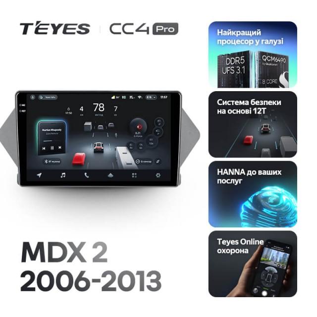 Radio samochodowe Teyes CC4 Pro 2k 12+256 Gb Acura MDX YD2 2 2006-2013 9"