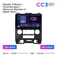 Radio samochodowe Teyes CC3 2k 4+64 Gb Mazda Tribute / Ford Escape / Mercury Mariner 2 2007-2012 9"
