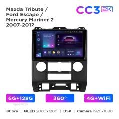 Radio samochodowe Teyes CC3 2k 6+128 Gb 360° Mazda Tribute / Ford Escape / Mercury Mariner 2 2007-2012 9"