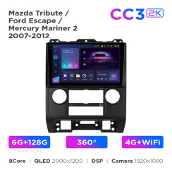 Radio samochodowe Teyes CC3 2k 6+128 Gb 360° Mazda Tribute / Ford Escape / Mercury Mariner 2 2007-2012 9"