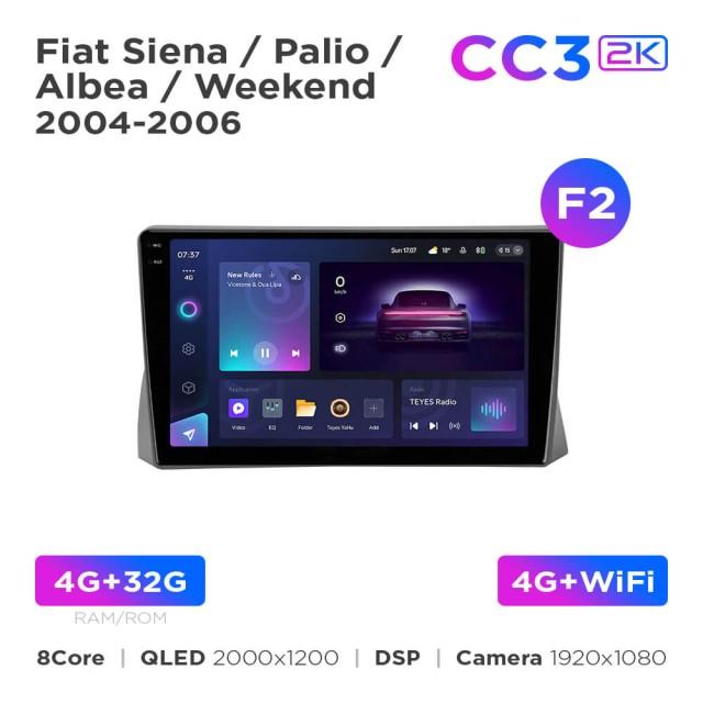 Radio samochodowe Teyes CC3 2k 4+32 Gb Fiat Siena / Palio / Albea / Weekend 2004-2006 (F2) 9"