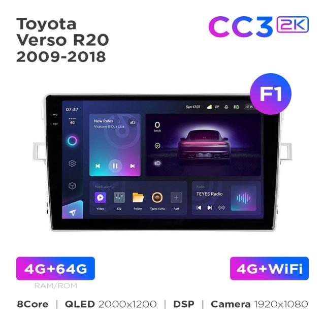 Radio samochodowe Teyes CC3 2k 4+64 Gb Toyota Verso R20 2009-2018 (F1) 9"