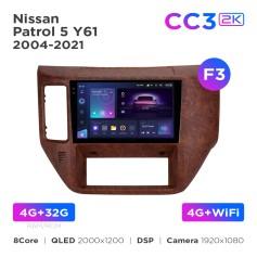 Radio samochodowe Teyes CC3 2k 4+32 Gb Nissan Patrol 5 Y61 2004-2021 (F3) 9"