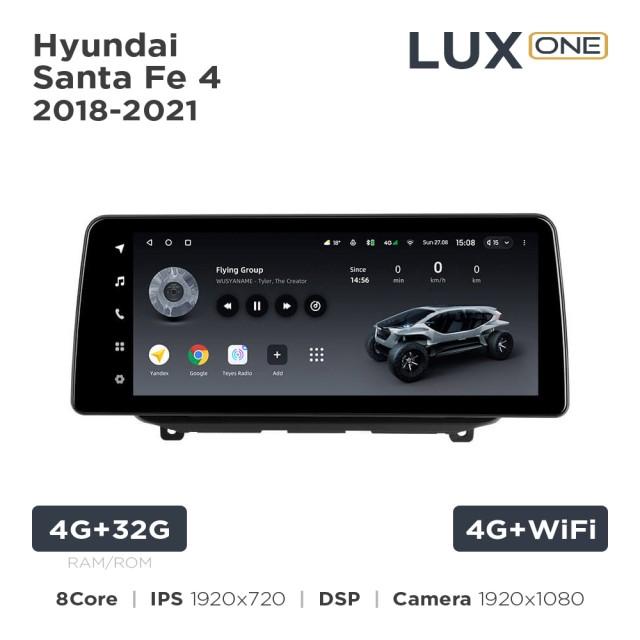 Radio samochodowe Teyes LUX ONE 4+32 Gb Hyundai Santa Fe 4 2018-2021 12.3"