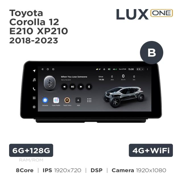 Radio samochodowe Teyes LUX ONE 6+128 Gb Toyota Corolla 12 E210 XP210 2018-2023 (B) 12.3"