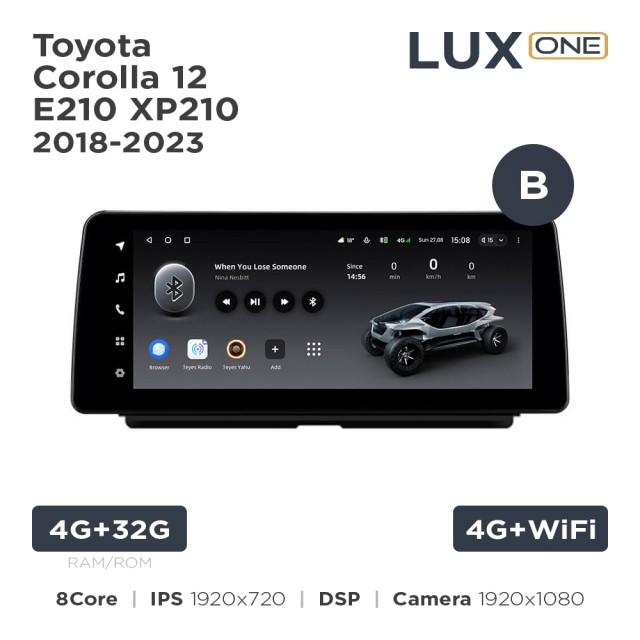 Radio samochodowe Teyes LUX ONE 4+32 Gb Toyota Corolla 12 E210 XP210 2018-2023 (B) 12.3"