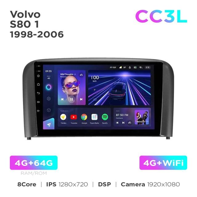 Radio samochodowe Teyes CC3L 4+64 Gb Volvo S80 1 1998-2006 9"