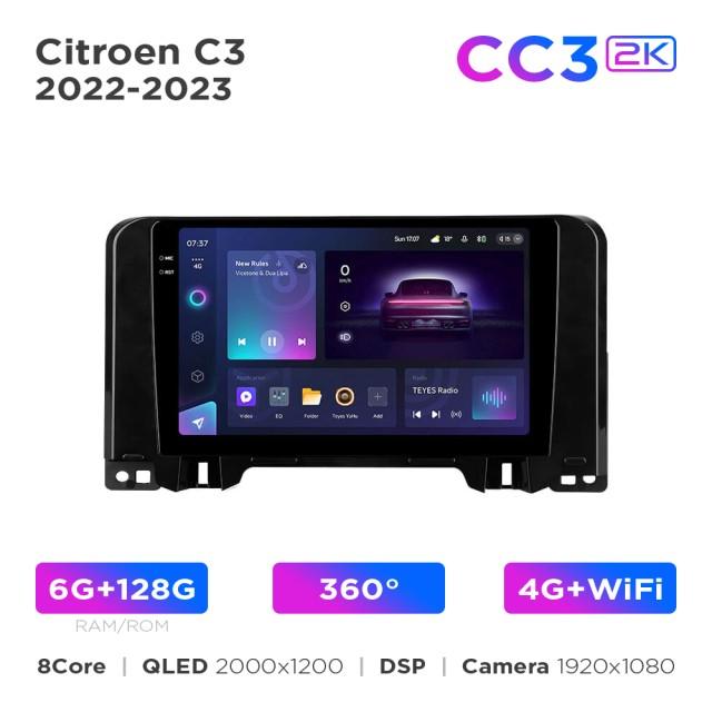 Radio samochodowe Teyes CC3 2k 6+128 Gb 360° Citroen C3 2022-2023 10"