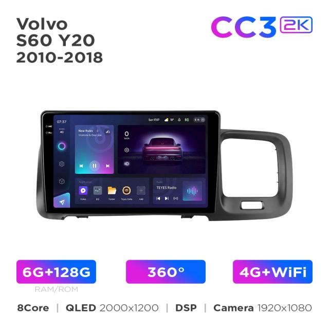 Radio samochodowe Teyes CC3 2k 6+128 Gb 360° Volvo S60 Y20 2010-2018 9"
