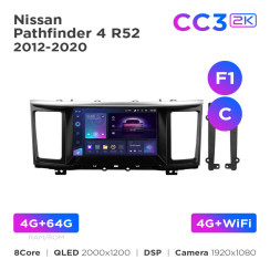 Radio samochodowe Teyes CC3 2k 4+64 Gb Nissan Pathfinder 4 R52 2012-2020 (F1) (C) 9"