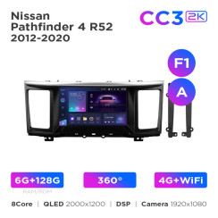 Radio samochodowe Teyes CC3 2k 6+128 Gb 360° Nissan Pathfinder 4 R52 2012-2020 (F1) (A) 9"