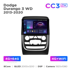 Radio samochodowe Teyes CC3 2k 4+64 Gb Dodge Durango 3 WD 2013-2020 9"
