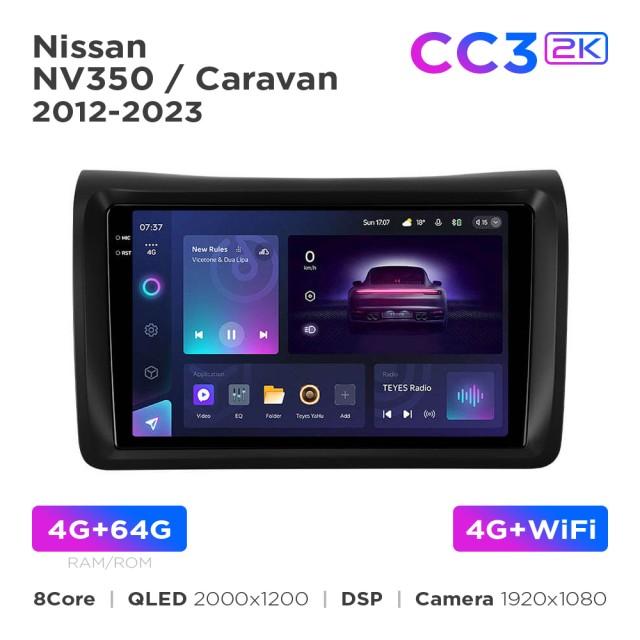 Radio samochodowe Teyes CC3 2k 4+64 Gb Nissan NV350 / Caravan 2012-2023 9"