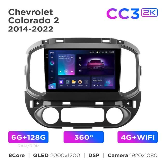 Radio samochodowe Teyes CC3 2k 6+128 Gb 360° Chevrolet Colorado 2 2014-2022 9"