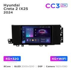 Radio samochodowe Teyes CC3 2k 4+32 Gb Hyundai Creta 2 IX25 2024 9"