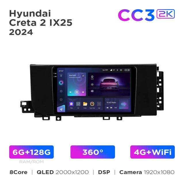 Radio samochodowe Teyes CC3 2k 6+128 Gb 360° Hyundai Creta 2 IX25 2024 9"