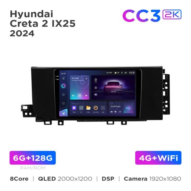 Radio samochodowe Teyes CC3 2k 6+128 Gb Hyundai Creta 2 IX25 2024 9"