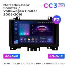 Radio samochodowe Teyes CC3 2k 4+64 Gb Mercedes-Benz Sprinter / Volkswagen Crafter 2006-2016 (F2) 9"