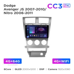 Radio samochodowe Teyes CC3 2k 4+64 Gb Dodge Avenger JS 2007-2010 / Nitro 2006-2011 9"
