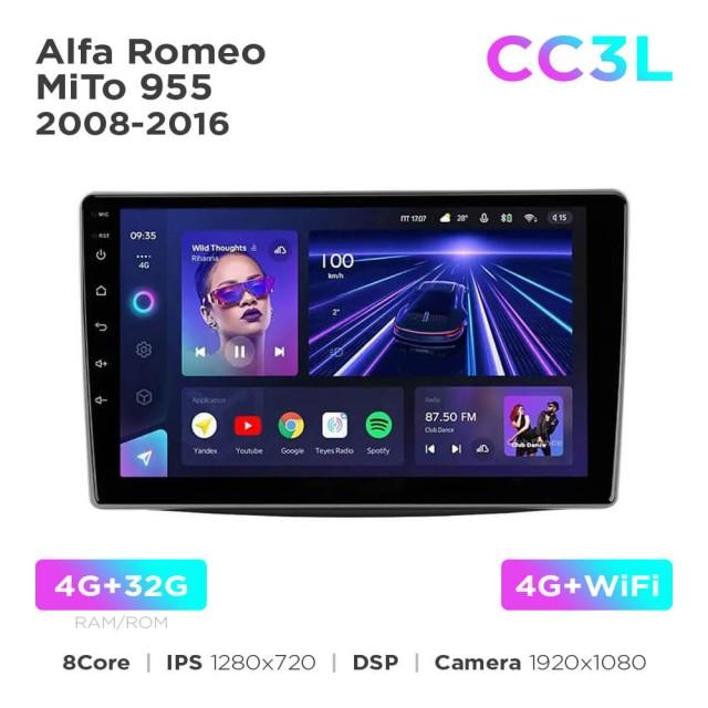 Radio samochodowe Teyes CC3L 4+32 Gb Alfa Romeo MiTo 955 2008-2016 9"